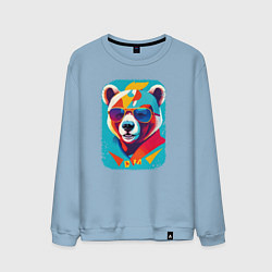 Свитшот хлопковый мужской Pop-Art Panda, цвет: мягкое небо
