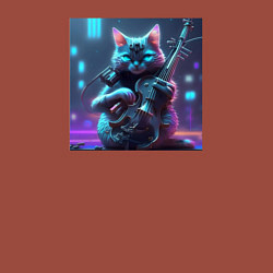 Свитшот хлопковый мужской Киберкот-музыкант, цвет: кирпичный — фото 2