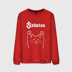 Свитшот хлопковый мужской Sabaton rock cat, цвет: красный