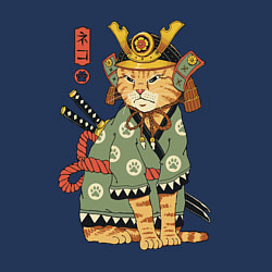 Свитшот хлопковый мужской Samurai battle cat, цвет: тёмно-синий — фото 2