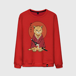 Свитшот хлопковый мужской Samurai kimono cat, цвет: красный