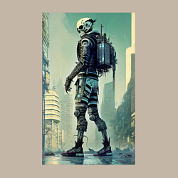 Свитшот хлопковый мужской Skeleton - cyberpunk - metropolis, цвет: миндальный — фото 2