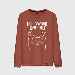 Свитшот хлопковый мужской Hollywood Undead rock cat, цвет: кирпичный