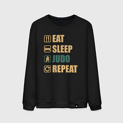 Свитшот хлопковый мужской Eat sleep judo, цвет: черный