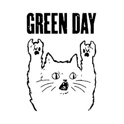 Свитшот хлопковый мужской Green Day - rock cat, цвет: белый — фото 2