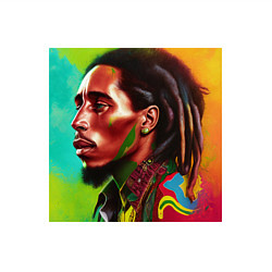 Свитшот хлопковый мужской Разноцветный цифровой арт Боб Марли, цвет: белый — фото 2