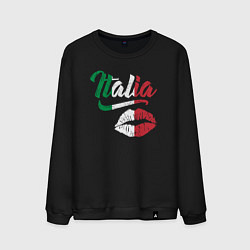 Свитшот хлопковый мужской Поцелуй Италии, цвет: черный