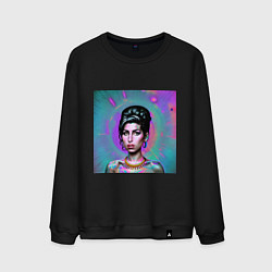 Свитшот хлопковый мужской Amy Winehouse Great Glitch Art, цвет: черный