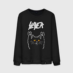 Свитшот хлопковый мужской Slayer rock cat, цвет: черный