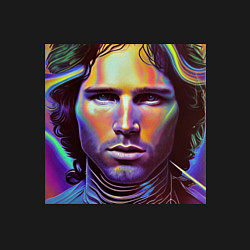 Свитшот хлопковый мужской Jim Morrison neon portrait art, цвет: черный — фото 2