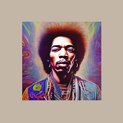 Свитшот хлопковый мужской Jimi Hendrix digital glitch art, цвет: миндальный — фото 2