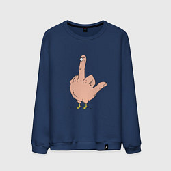 Свитшот хлопковый мужской Пошлая птичка - смешной фак, цвет: тёмно-синий