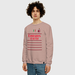 Свитшот хлопковый мужской ФК Милан форма 2223 гостевая, цвет: пыльно-розовый — фото 2