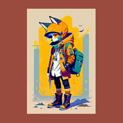 Свитшот хлопковый мужской Fox cub - urban style - neural network, цвет: кирпичный — фото 2