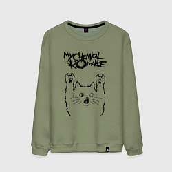 Свитшот хлопковый мужской My Chemical Romance - rock cat, цвет: авокадо