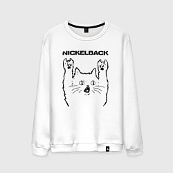 Свитшот хлопковый мужской Nickelback - rock cat, цвет: белый