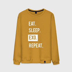 Свитшот хлопковый мужской Eat Sleep EXO Repeat, цвет: горчичный