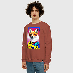 Свитшот хлопковый мужской Fox - pop art - fashionista, цвет: кирпичный — фото 2