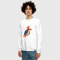Свитшот хлопковый мужской Веселый попугай, цвет: белый — фото 2