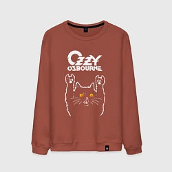 Свитшот хлопковый мужской Ozzy Osbourne rock cat, цвет: кирпичный