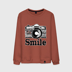 Свитшот хлопковый мужской Smile camera, цвет: кирпичный