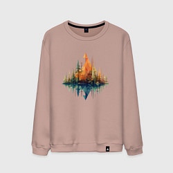 Свитшот хлопковый мужской Геометрический лес, цвет: пыльно-розовый