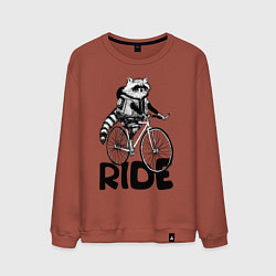 Свитшот хлопковый мужской Raccoon ride, цвет: кирпичный