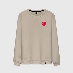 Свитшот хлопковый мужской Сердце с глазами, цвет: миндальный