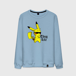 Свитшот хлопковый мужской Pika thug life, цвет: мягкое небо