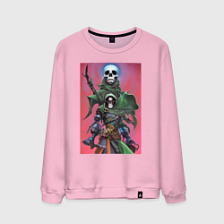 Свитшот хлопковый мужской Warrior of darkness - skull, цвет: светло-розовый