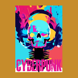 Свитшот хлопковый мужской Cool skull - cyberpunk - pop art, цвет: горчичный — фото 2