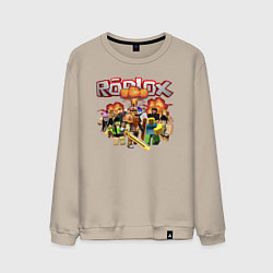 Свитшот хлопковый мужской Роблокс на фоне взрыва roblox, цвет: миндальный