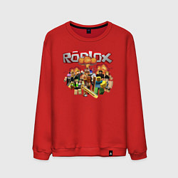 Свитшот хлопковый мужской Роблокс на фоне взрыва roblox, цвет: красный