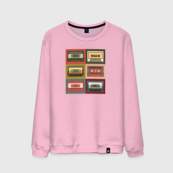 Свитшот хлопковый мужской Коллекция ретро аудиокассет, цвет: светло-розовый