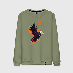 Свитшот хлопковый мужской Орел парящая птица абстракция, цвет: авокадо