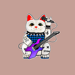 Свитшот хлопковый мужской Рок кот нэко с микрофоном и гитарой, цвет: пыльно-розовый — фото 2