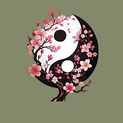 Свитшот хлопковый мужской Скура с инь и янь, цвет: авокадо — фото 2