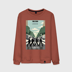 Свитшот хлопковый мужской Skibidi toilet Beatles cameramen, цвет: кирпичный
