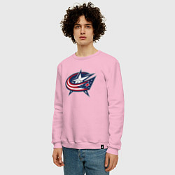 Свитшот хлопковый мужской Columbus blue jackets - hockey team - emblem, цвет: светло-розовый — фото 2