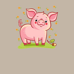 Свитшот хлопковый мужской Розовый поросёнок, цвет: миндальный — фото 2