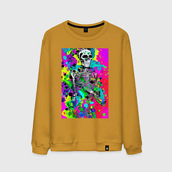 Свитшот хлопковый мужской Funny skeleton - pop art, цвет: горчичный