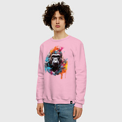 Свитшот хлопковый мужской Граффити с гориллой, цвет: светло-розовый — фото 2