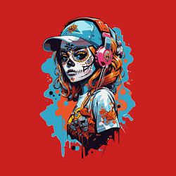 Свитшот хлопковый мужской Девушка калавера, цвет: красный — фото 2