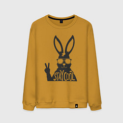 Свитшот хлопковый мужской Stay cool rabbit, цвет: горчичный