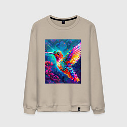 Свитшот хлопковый мужской Колибри собирает нектар, цвет: миндальный