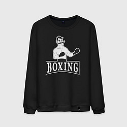 Свитшот хлопковый мужской Boxing man, цвет: черный