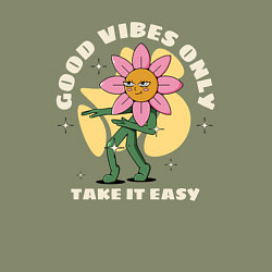 Свитшот хлопковый мужской Good vibes only take it easy, цвет: авокадо — фото 2