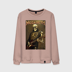 Свитшот хлопковый мужской Megadeth - skeleton - heavy metal, цвет: пыльно-розовый