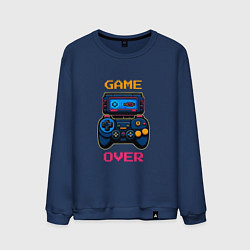 Свитшот хлопковый мужской Джойстик game over, цвет: тёмно-синий
