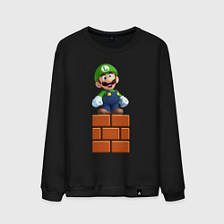 Свитшот хлопковый мужской Маленький Луиджи, цвет: черный